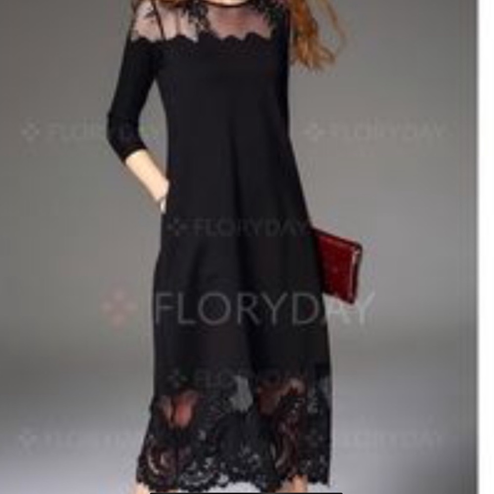 FLORYDAY Midi Dress with Lace Detail M